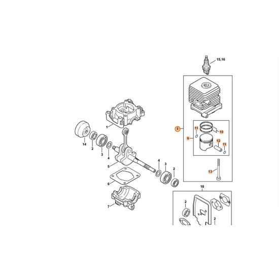 STIHL  Cylinder z tłokiem Ø 34 mm 4140 020 1202
